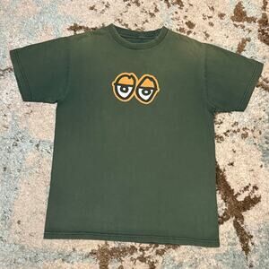 Vintage Krooked Skateboards Classic Eyes Logo Shirt  Medium Green Faded Skater